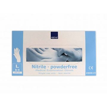 Handschoen 'L' Abena nitril poedervrij - wit (100 stuks)