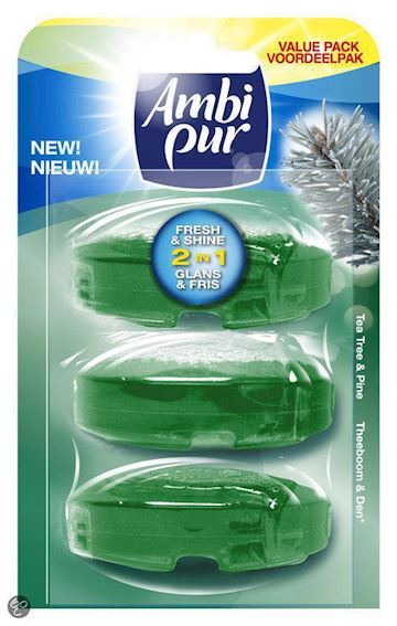 Toiletblok navulling Ambi Pur Tea Tree & Pine (3 stuks)