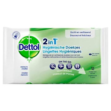 Hygiënische doekjes Dettol 2-in-1 (pak à 12 stuks)