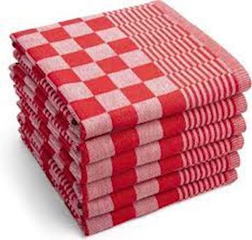 Theedoeken Duplex 65 x 65 cm Fine Chess - rood (6 stuks)