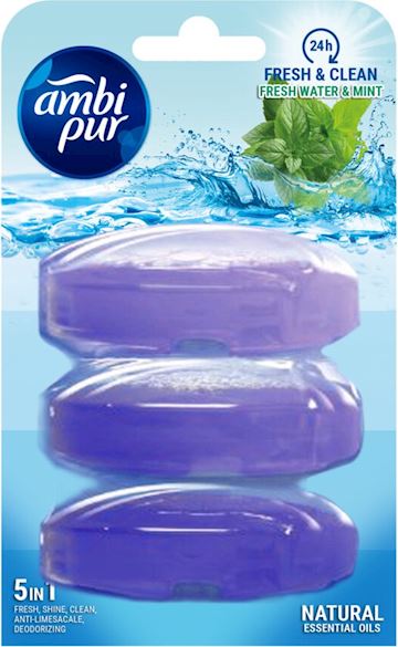 Toiletblok navulling Ambi Pur Fresh Water & Mint (3 stuks)