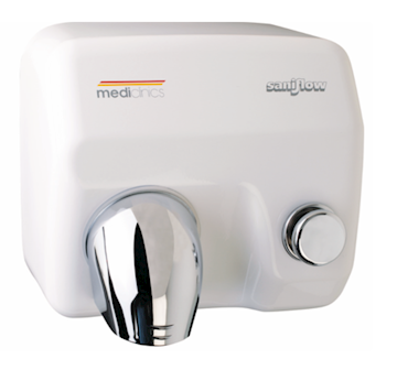 Handendroger met drukknop Mediclinics  E05 (Saniflow) - wit