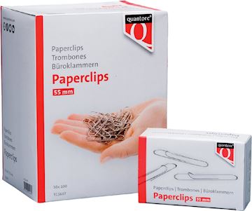 Paperclip Quantore R50 55mm lang (omdoos 5 x 100 stuks)
