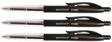 Balpen Quantore Medium met drukknop - zwart (pak à 50 stuks)