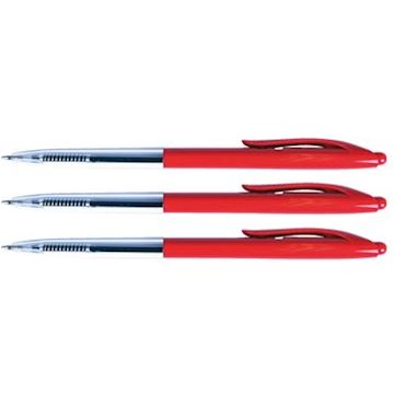 Balpen Quantore Medium met drukknop - rood (doos à 50 stuks)