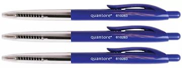 Balpen Quantore Medium met drukknop - blauw (pak à 50 stuks)
