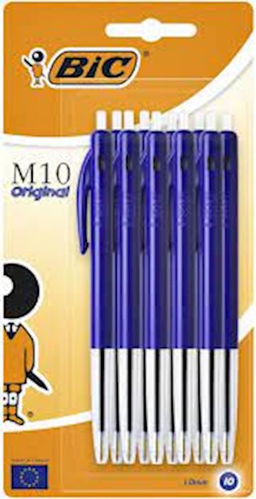 Balpen Bic M10 Medium - blauw (blister à 10 stuks)