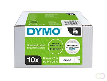 Labeltape Dymo LabelManager D1 12mm zwart op wit (10 stuks)