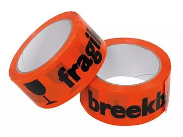 Waarschuwingstape breekbaar 50mmx66m oranje/zwart