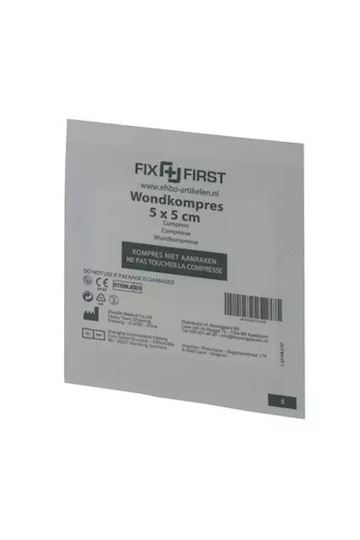 Gaascompressen steriel Fixfirst 5 x 5cm (doosje à 16 stuks)