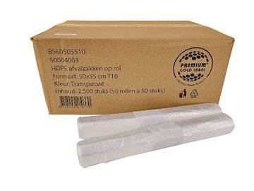 Afvalzak HDPE T10 50 x 55cm - transparant  (50  x 50 stuks)