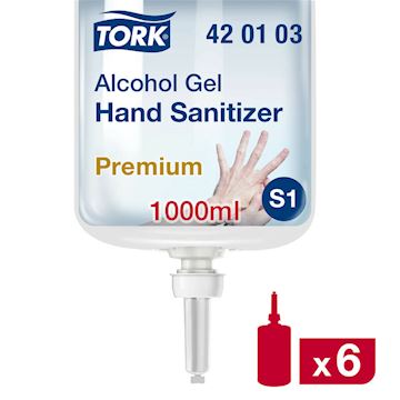 Desinfectie gel Tork o.b.v. alcohol (6 flacons à 1 liter)