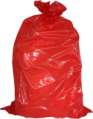 Afvalzak HDPE T30  70x110cm - rood (10 rollen à 25 stuks)
