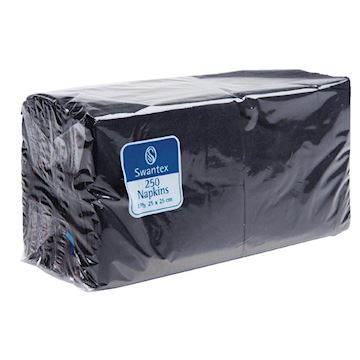 Servetten Swantex 2-laags 25 x 25cm-  zwart (pak 2000 stuks)