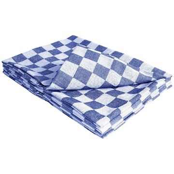 Theedoek geblokt Vogue 66 x 66 cm - blauw