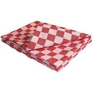 Theedoek geblokt Vogue 66 x 66 cm - rood