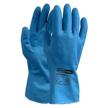 Huishoudhandschoen latex blauw mt. L
