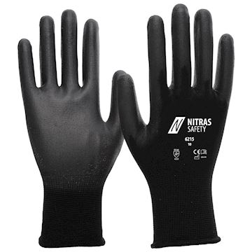 Handschoen pu-flex nylon zwt. nitras 6215 S/6