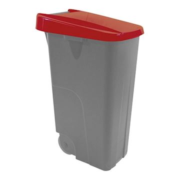Afvalcontainer  gerecycled 85 liter met rode deksel