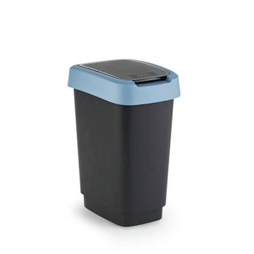 Afvalbak Rotho Twist 10 liter - grijs/horizon blauw