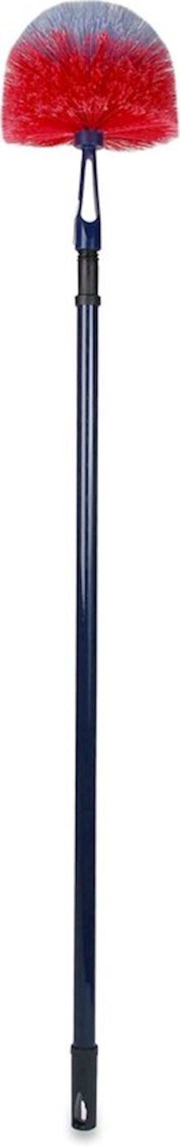 Ragebol (kunststof) met telescoopsteel 97-163 cm - rood